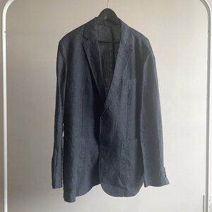 Muji - Men's linen blazer - navy blue - L